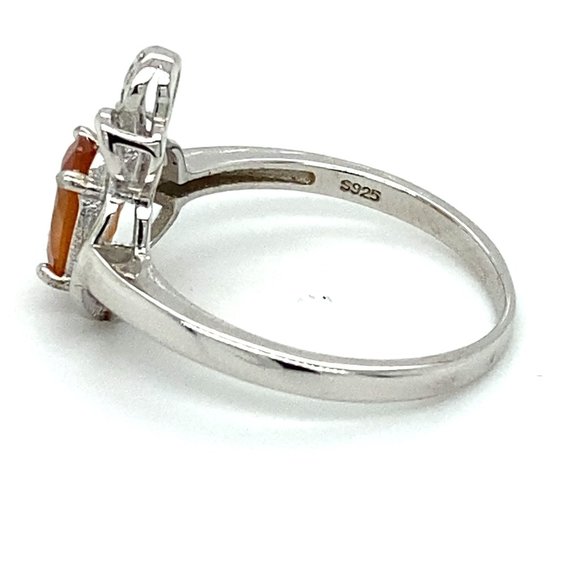 Hessonite 1.12ct Platinum Finish Solid Silver Ring - Picture 6 of 7